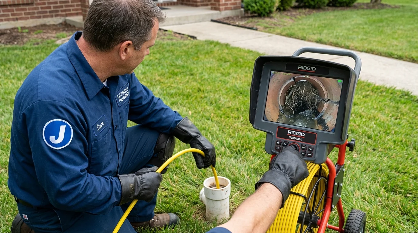Sewer camera inspection being performed by Johns Plumbing LLC in Carlinville