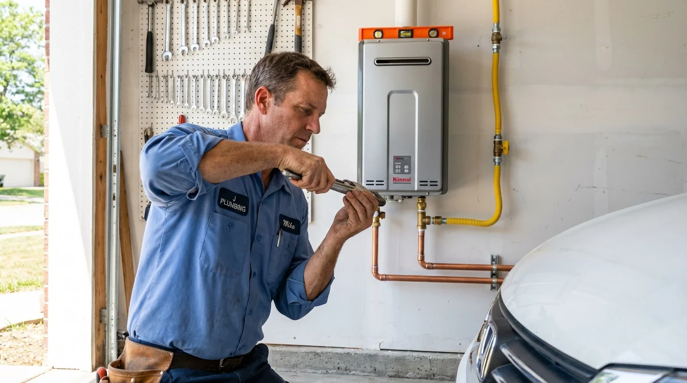 Tankless water heater installation by a Johns Plumbing LLC plumber in Carlinville